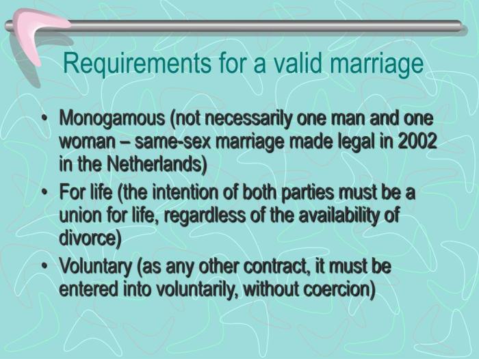 Valid marriage law